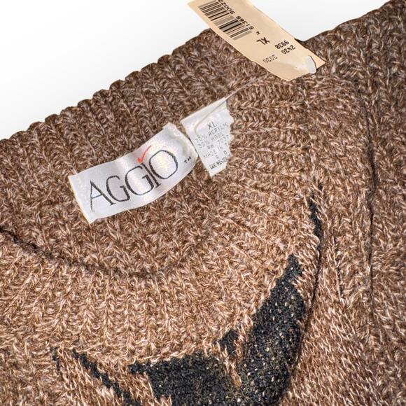 Vintage 90s Aggio Wool Blend Crewneck Pullover Geometric Aztec Print Sweater XL - Picture 3 of 6